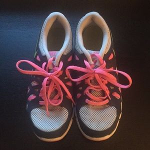 Navy and pink sneakers